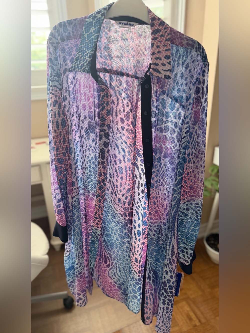 Peter Nygard Multicolor Animal Print Sheer Blouse
